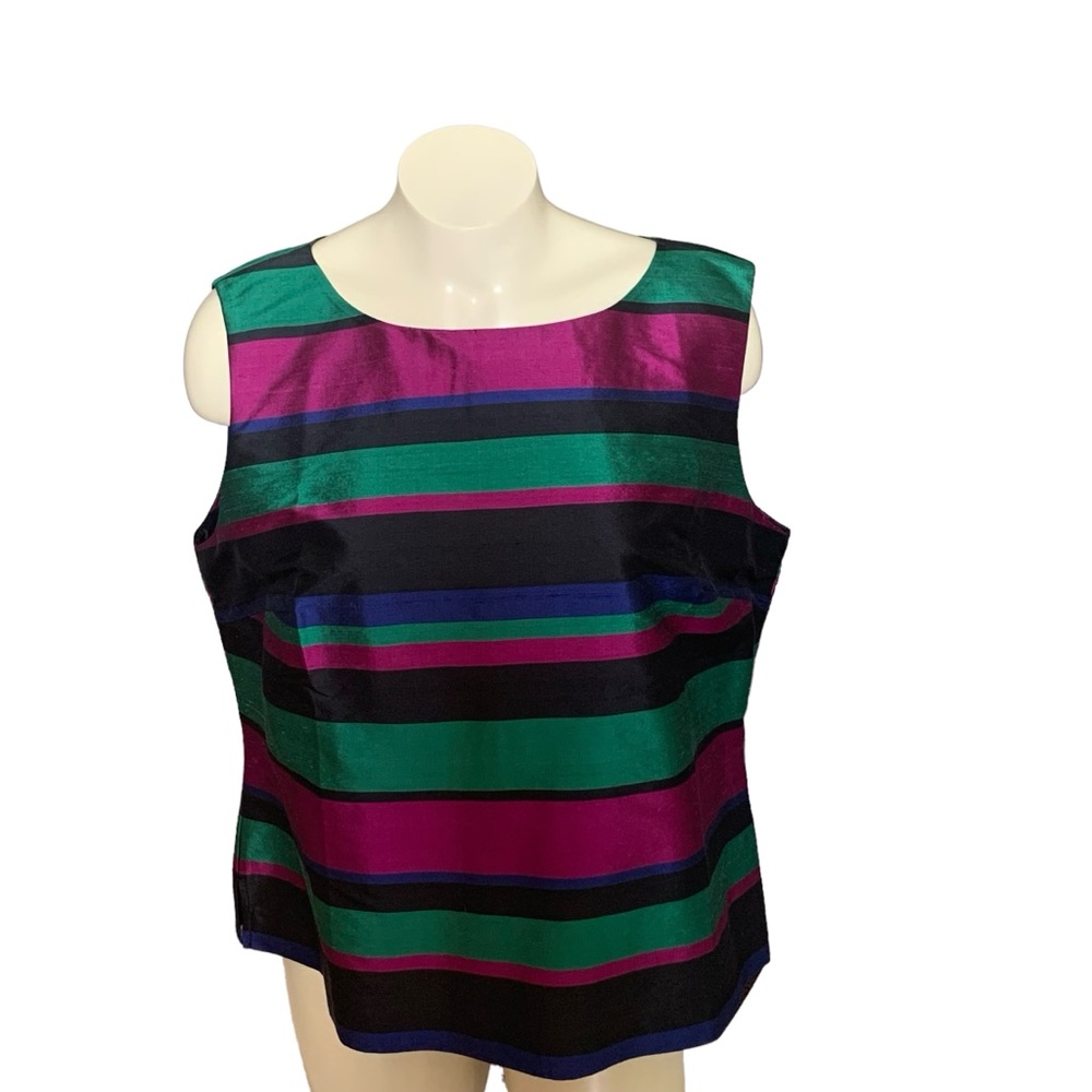 Talbots NWOT Silk Sleeveless Top Black, Green, Dark Pink Size 16P